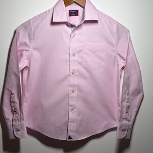 UNTUCKit Boys Pink Stripe Button Down Shirt Size 10 Cotton Dress Shirt